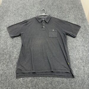 Alpine Design Polo Mens L Grey Cotton‎ Blend Striped Pocket Casual Gorpcore